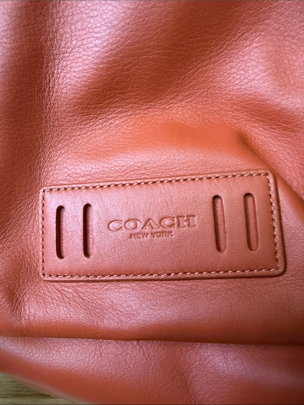 Coach Orange Leather & Mesh Crossbody Backpack - Picture 2 of 3
